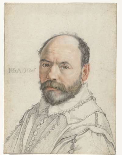 Retrato de Pierre Francheville (Francavilla), 1590-91 (giz no papel) de Hendrik Goltzius